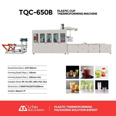 Mesin Thermoforming Gelas Plastik Dan Tutup Otomatis Standar CE
